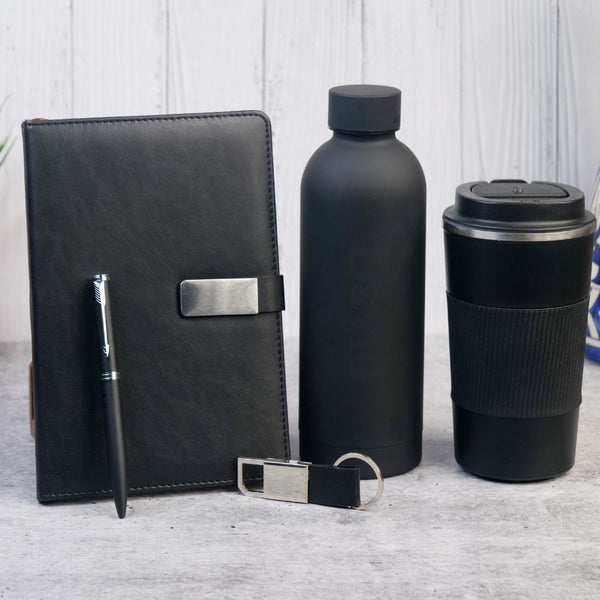 Personalized Set of 5-in-1 Diary, Pen, Bottle, Tumbler and Keychain