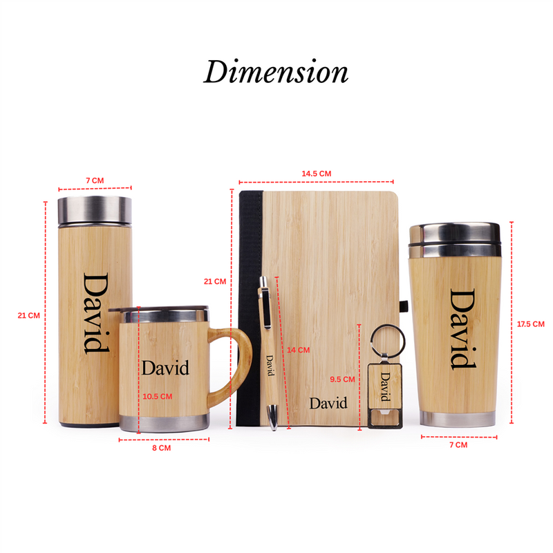 Personalized Set of 6-in-1 Diary, Bottle, Tumbler, Mug, Pen and Keychain