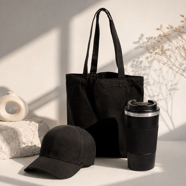 Personalized Tote Bag, Cap and Coffee Tumbler Gift Set