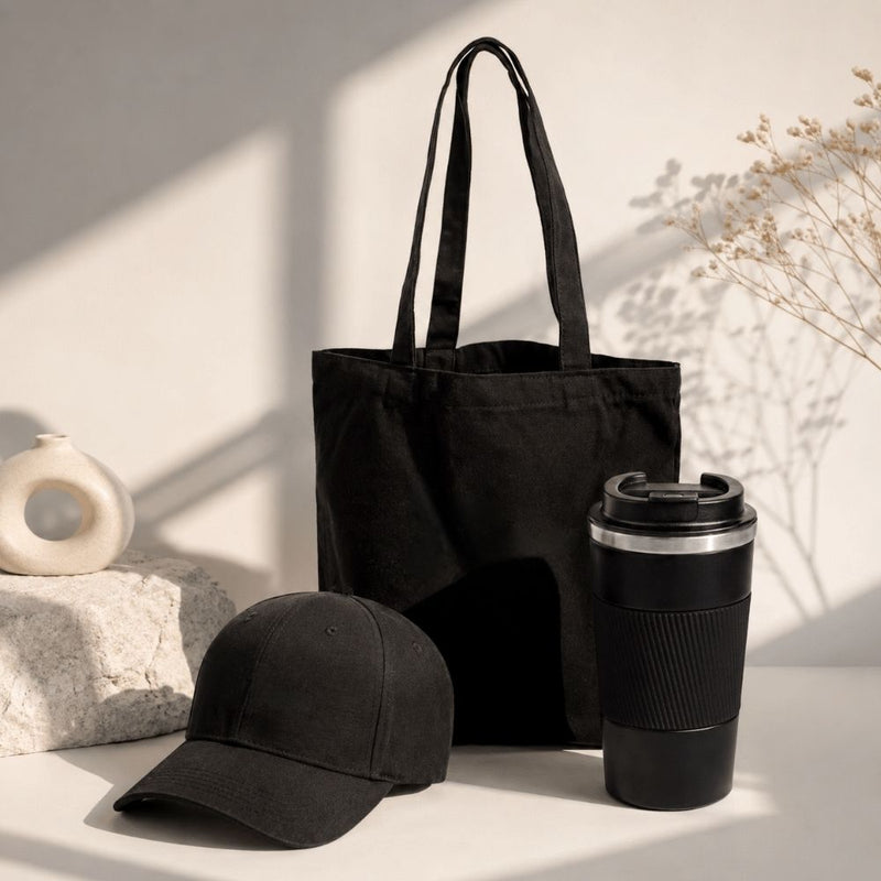 Personalized Tote Bag, Cap and Coffee Tumbler Gift Set