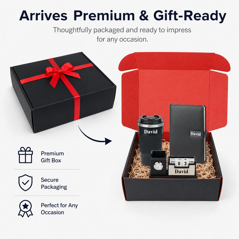 Personalized Tumbler, Diary and Pen Holder Corporate Gift Set