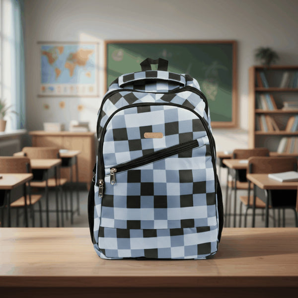 Personalized Checkered Backpack - Black