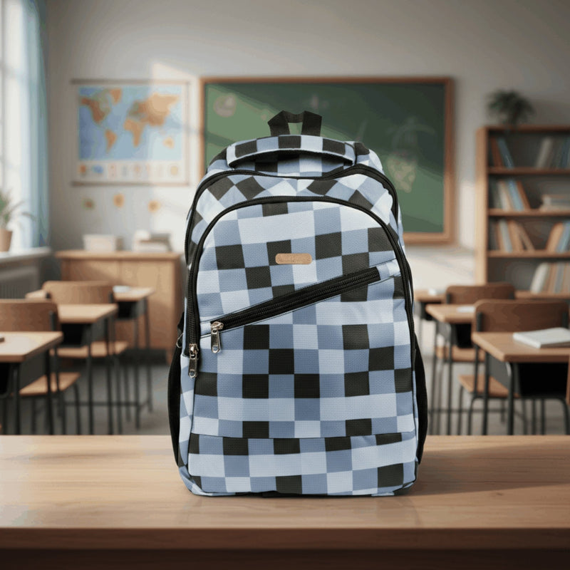 Personalized Checkered Backpack - Black