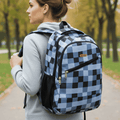 Personalized Checkered Backpack - Black