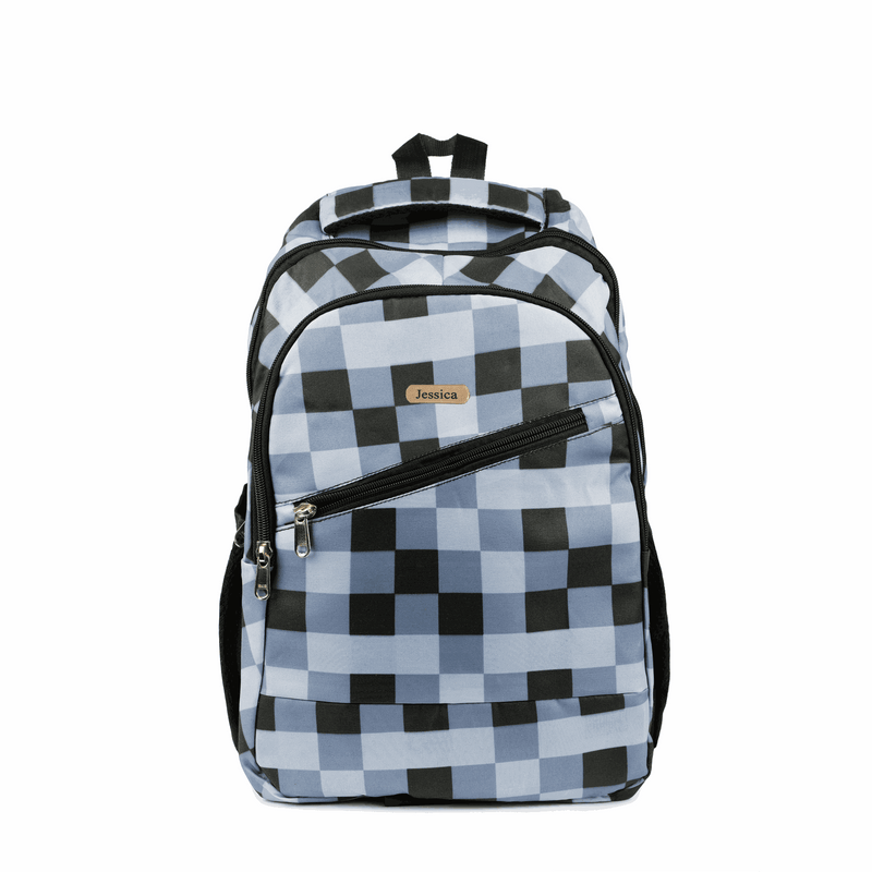 Personalized Checkered Backpack - Black