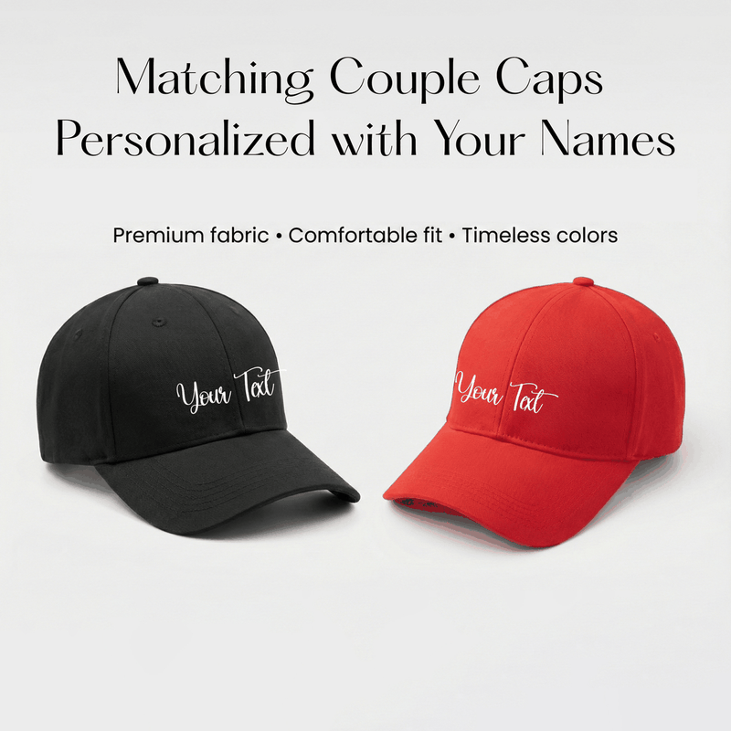 Personalized Personalised Cap Red And Black For Couple