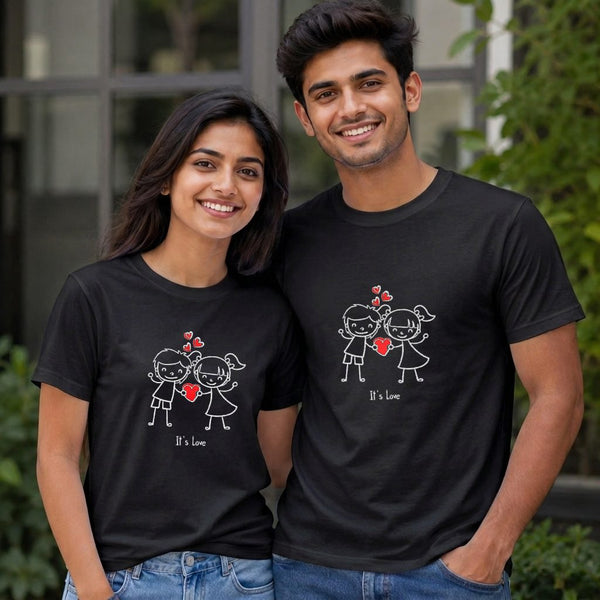 Personalized Couple T-Shirts - Black