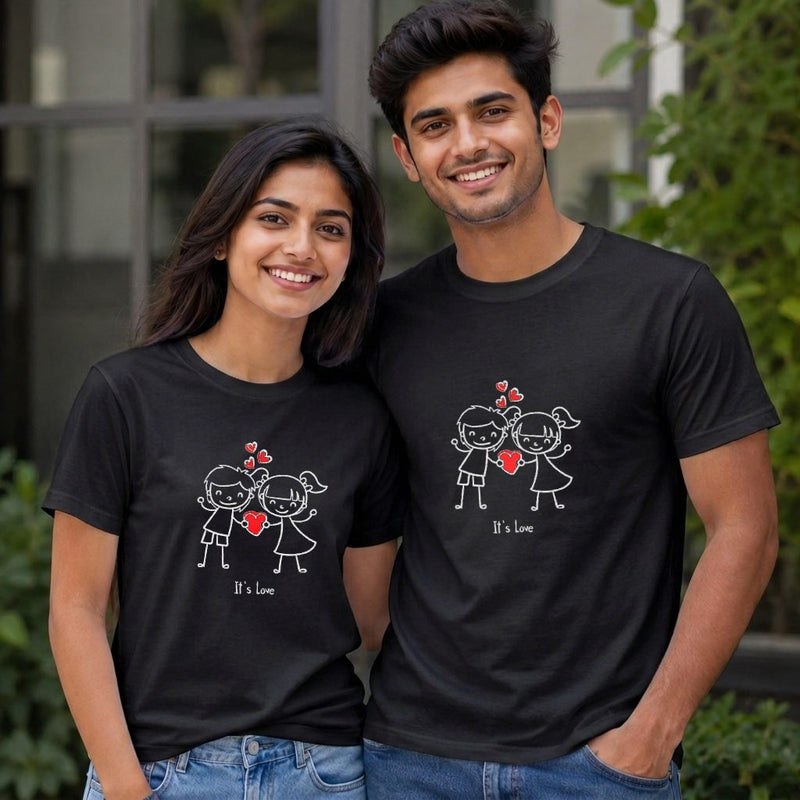 Personalized Couple T-Shirts - Black