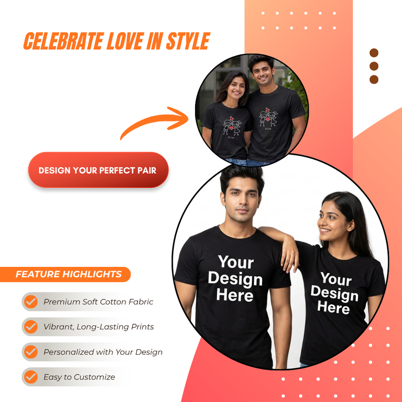 Personalized Couple T-Shirts - Black