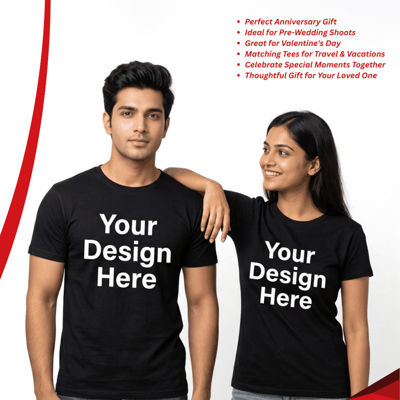 Personalized Couple T-Shirts - Black