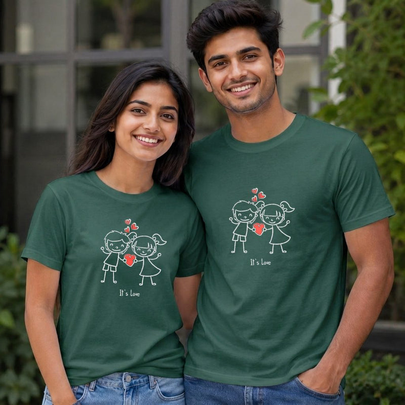 Personalized Couple T-Shirts - Bottle Green