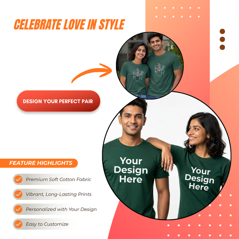 Personalized Couple T-Shirts - Bottle Green
