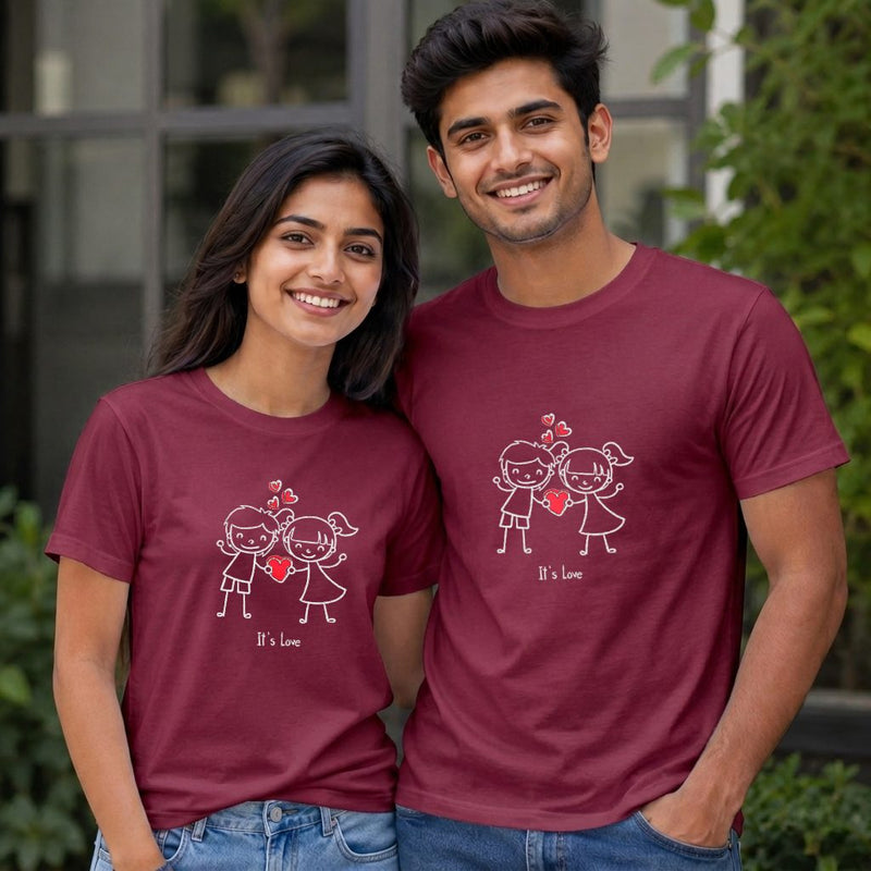Personalized Couple T-Shirts - Maroon