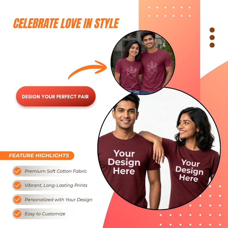 Personalized Couple T-Shirts - Maroon