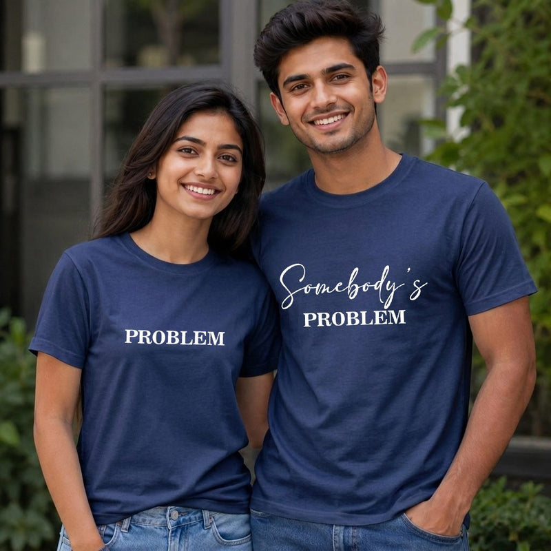 Personalized Couple T-Shirts - Navy Blue