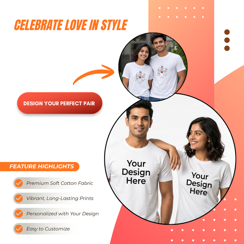 Personalized Couple T-Shirts - White