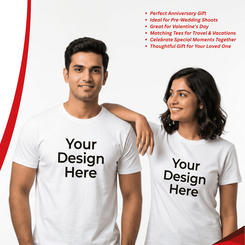 Personalized Couple T-Shirts - White