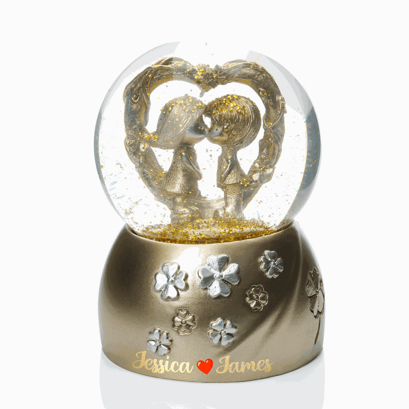Personalized Couple Decorative Globe - Gold