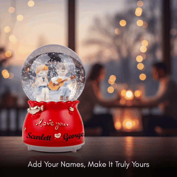 Personalized Couple Musical Snow Globe With Color Changing LED Light 1