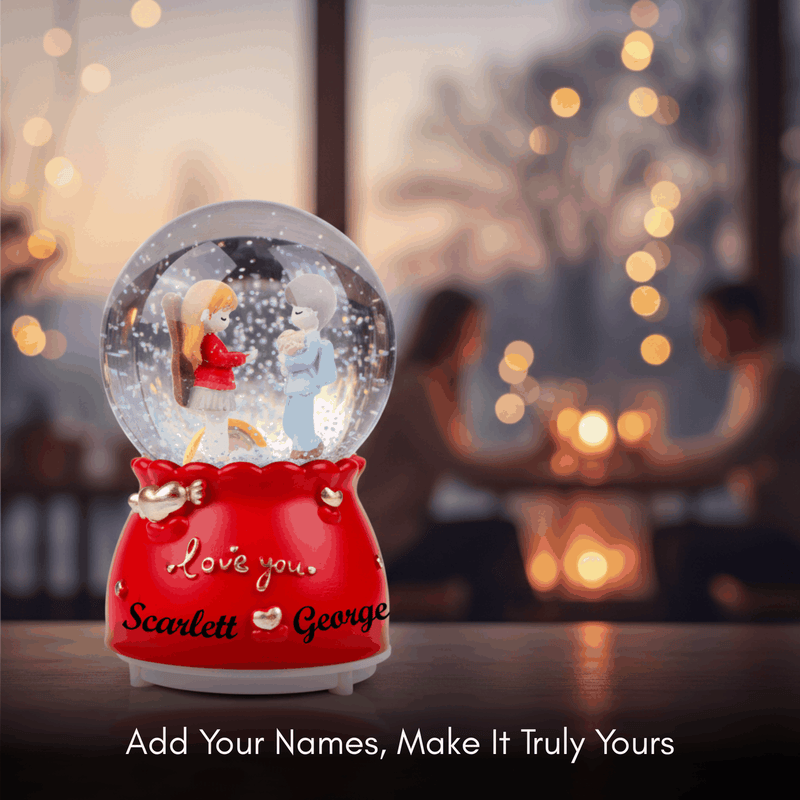 Personalized Couple Musical Snow Globe With Color Changing LED Light 2