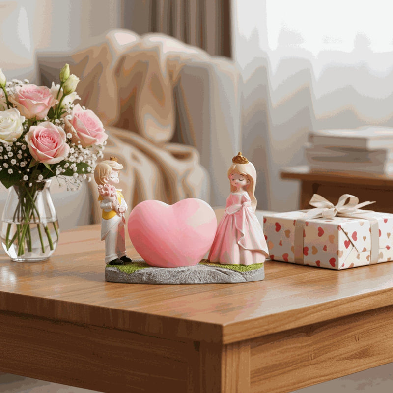 Personalized Couple Heart Showpiece White And Pink