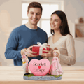 Personalized Couple Heart Showpiece White And Pink