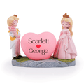 Personalized Couple Heart Showpiece White And Pink