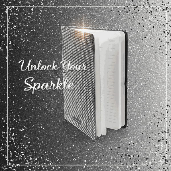 Personalized Black Glitter Diary