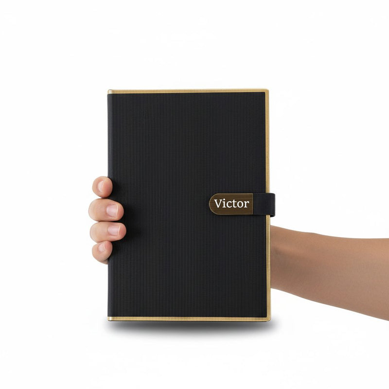 Personalized Black Line Patern Diary