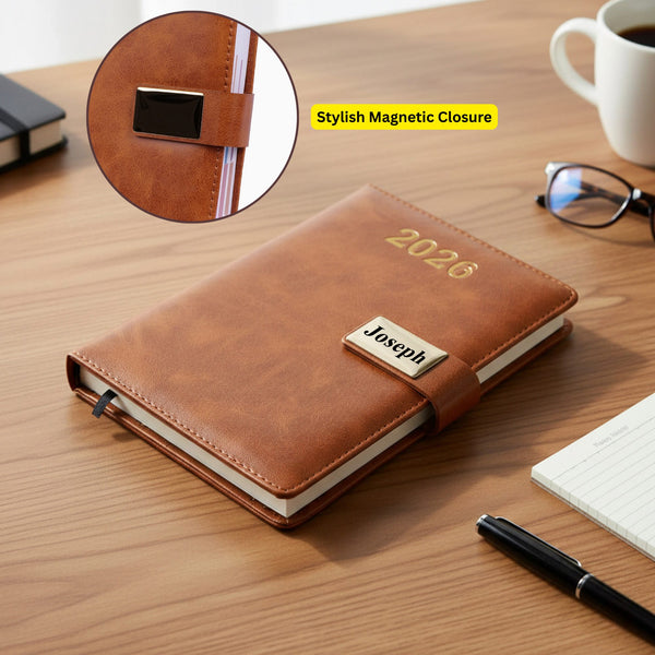 Personalized Brown Diary 2026