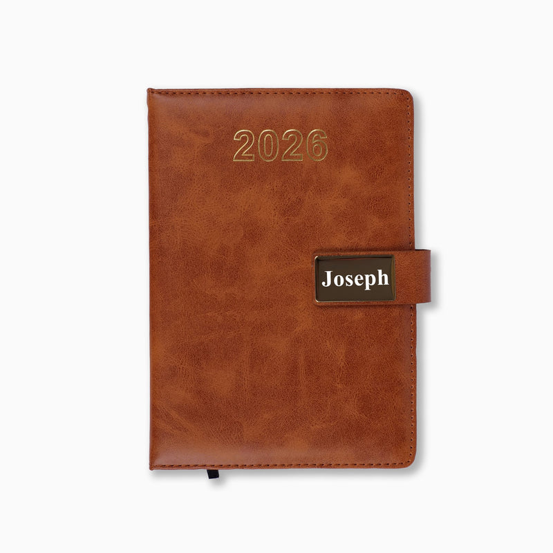Personalized Brown Diary 2026