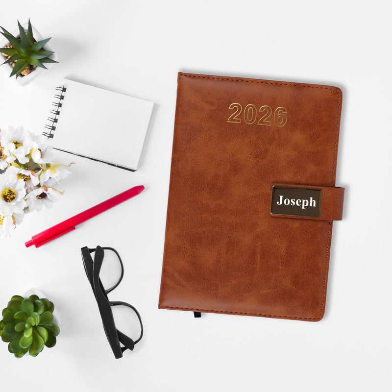 Personalized Brown Diary 2026