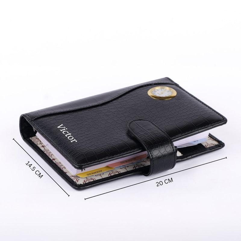 Personalized Diary With Watch Black
