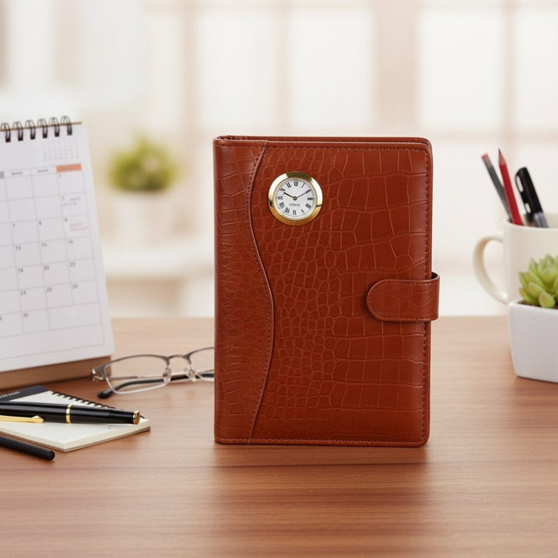 Personalized Diary With Watch Brown