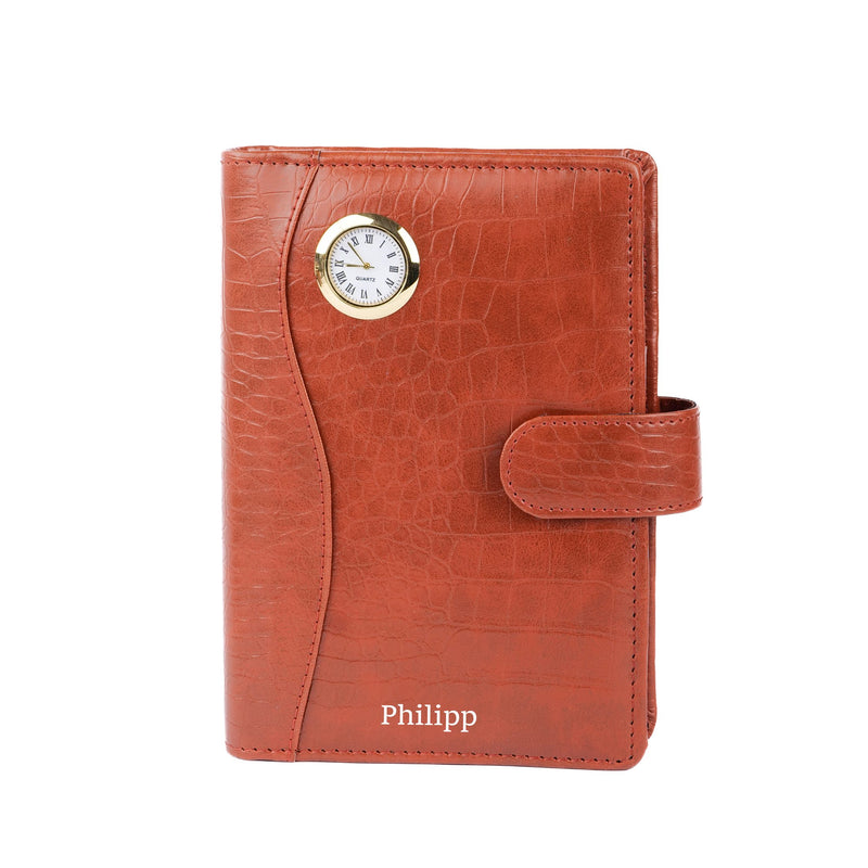 Personalized Diary With Watch Brown