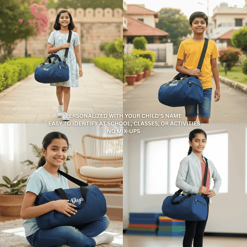 Personalized For Kids Denim Duffle Bag