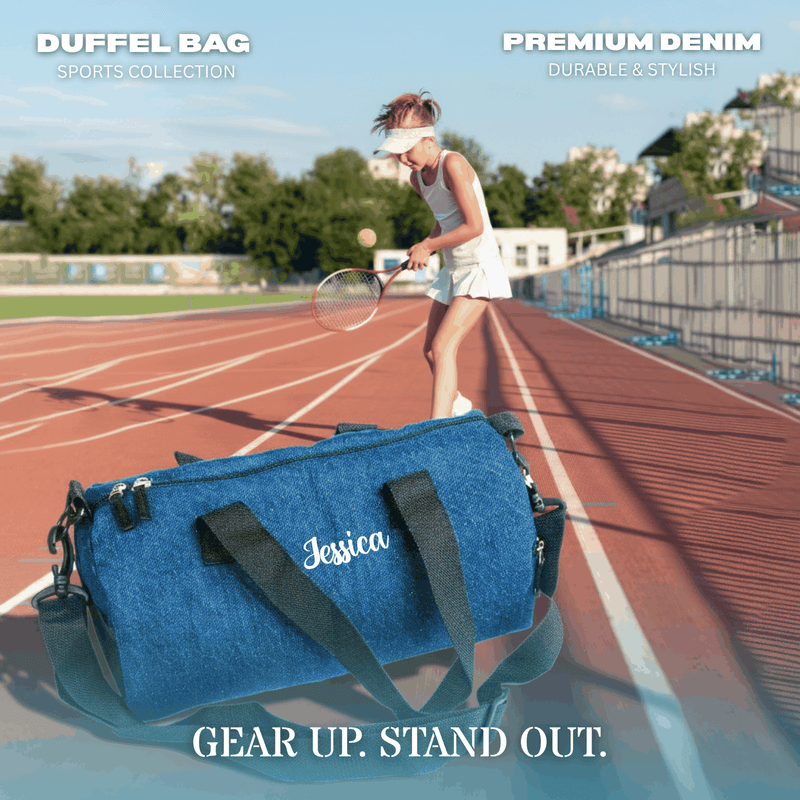 Personalized For Kids Denim Duffle Bag