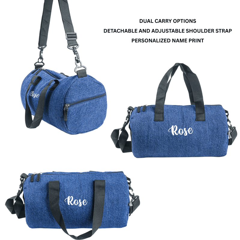 Personalized For Kids Denim Duffle Bag