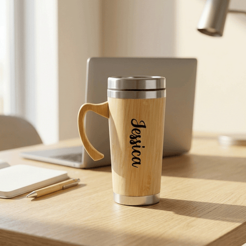 Personalized Bamboo Tumbler With Handle