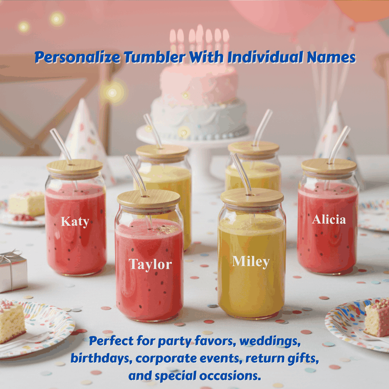 Personalized Glass Tumbler With Wooden Lid