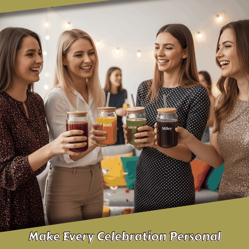 Personalized Glass Tumbler With Wooden Lid