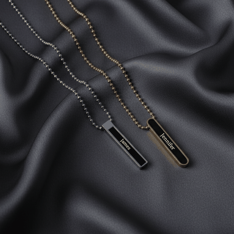 Personalized Silver And Gold Chain Couple