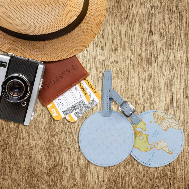 Personalized Round World Map Printed Personalized Name Luggage Tag