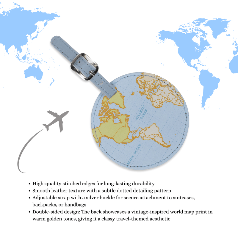 Personalized Round World Map Printed Personalized Name Luggage Tag