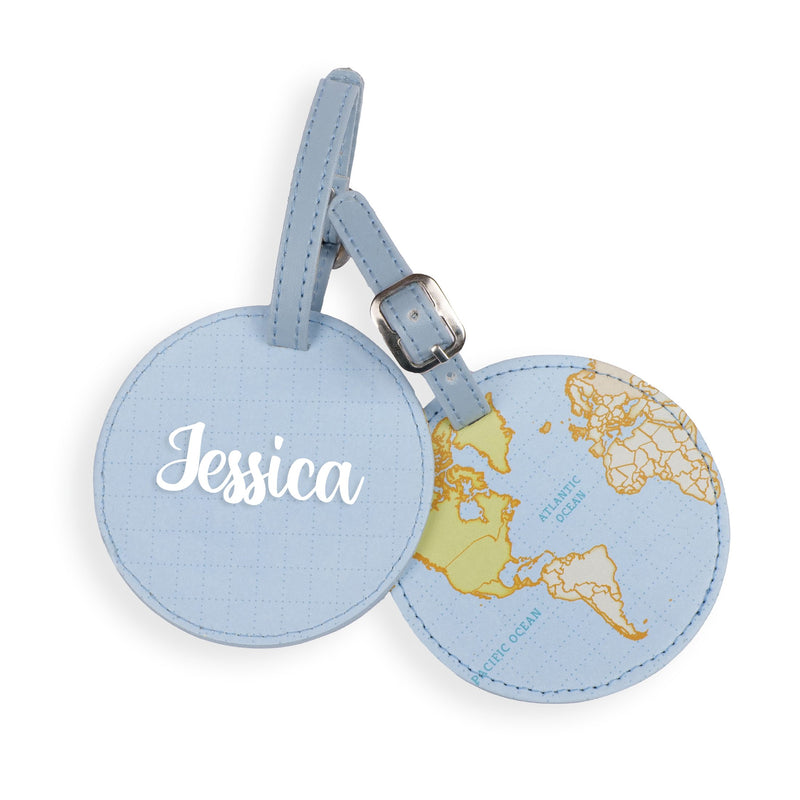 Personalized Round World Map Printed Personalized Name Luggage Tag