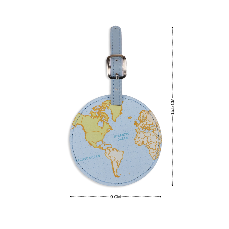 Personalized Round World Map Printed Personalized Name Luggage Tag