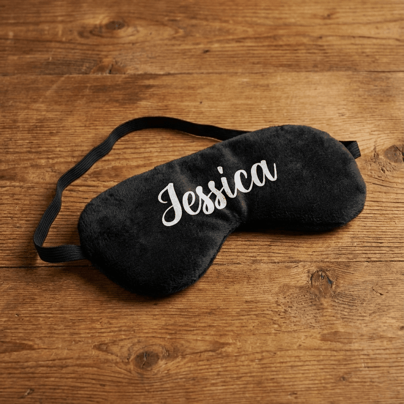 Personalized Neck Pillow And Eye Mask Set - Black