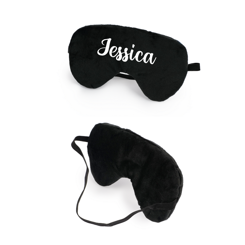 Personalized Neck Pillow And Eye Mask Set - Black