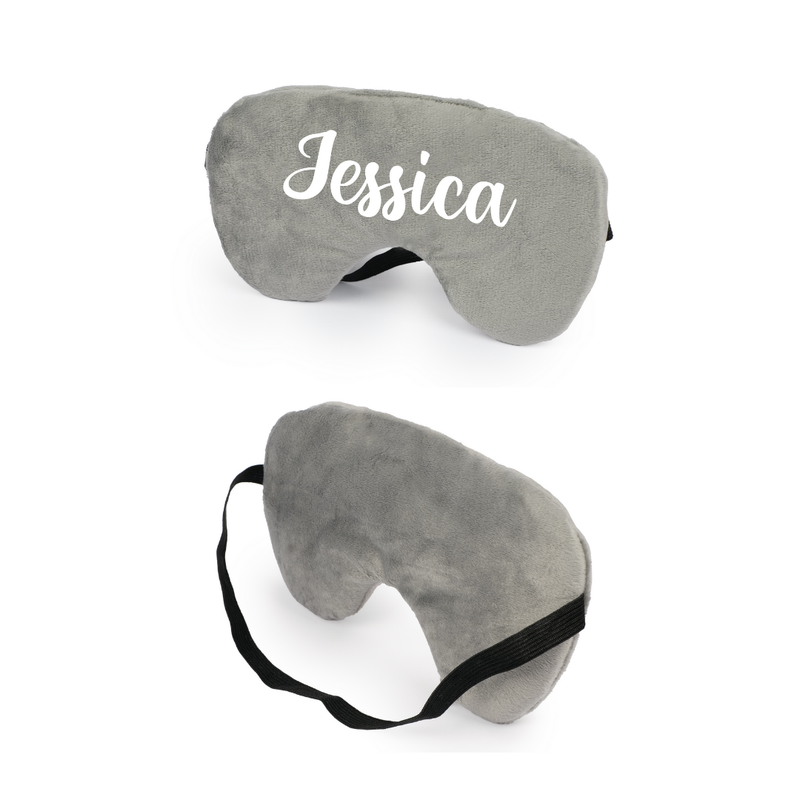 Personalized Neck Pillow And Eye Mask Set - Gray