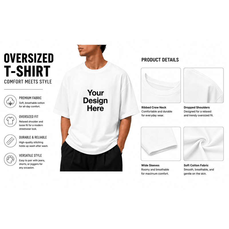 Personalized Oversized T-Shirts - White
